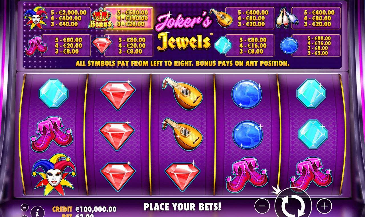 Pantalla de juego de Joker's Jewels de Pragmatic Play 1