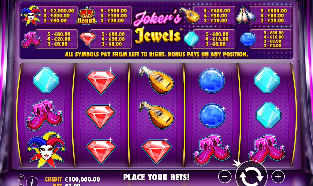 Pantalla de juego de Joker's Jewels de Pragmatic Play 3